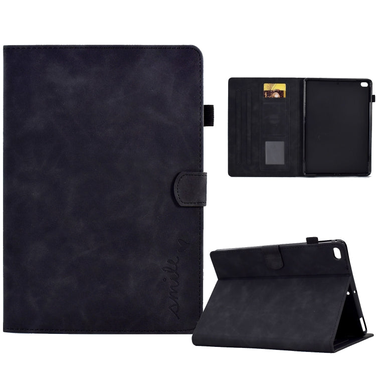 For iPad 9.7 2018&2017 / Air 2 / Air Embossed Smile Flip Tablet Leather Smart Case(Black) - iPad 9.7 (2018) & (2017) Cases by buy2fix | Online Shopping UK | buy2fix