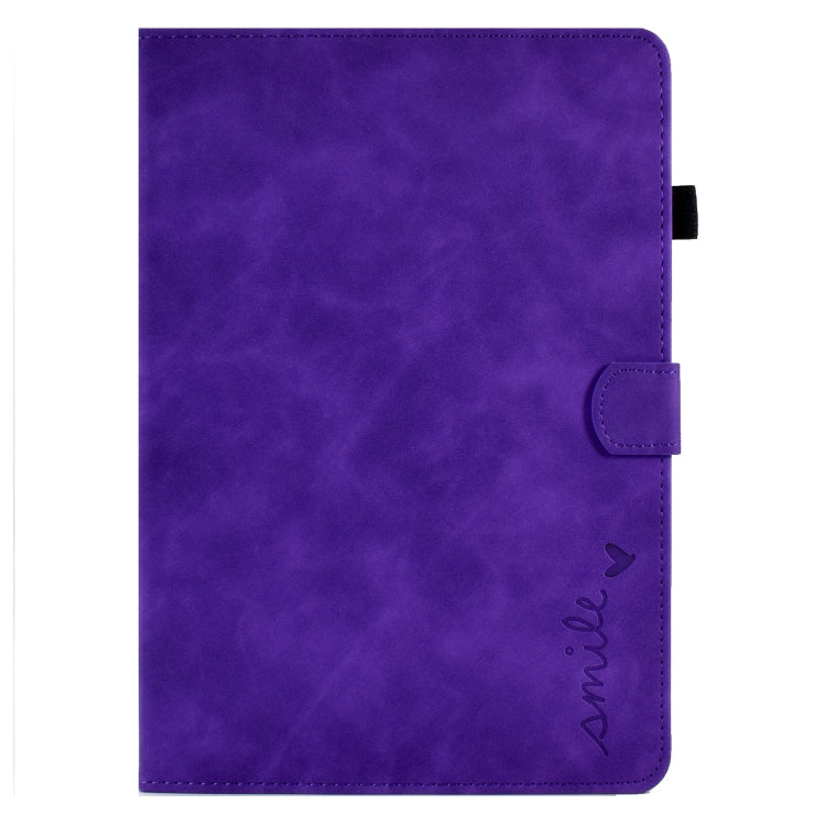 For iPad 9.7 2018&2017 / Air 2 / Air Embossed Smile Flip Tablet Leather Smart Case(Purple) - iPad 9.7 (2018) & (2017) Cases by buy2fix | Online Shopping UK | buy2fix