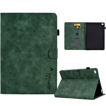 For iPad 9.7 2018&2017 / Air 2 / Air Embossed Smile Flip Tablet Leather Smart Case(Green) - iPad 9.7 (2018) & (2017) Cases by buy2fix | Online Shopping UK | buy2fix