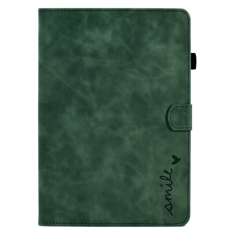 For iPad 9.7 2018&2017 / Air 2 / Air Embossed Smile Flip Tablet Leather Smart Case(Green) - iPad 9.7 (2018) & (2017) Cases by buy2fix | Online Shopping UK | buy2fix