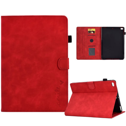 For iPad 9.7 2018&2017 / Air 2 / Air Embossed Smile Flip Tablet Leather Smart Case(Red) - iPad 9.7 (2018) & (2017) Cases by buy2fix | Online Shopping UK | buy2fix