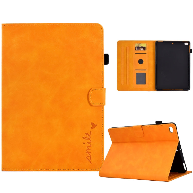 For iPad 9.7 2018&2017 / Air 2 / Air Embossed Smile Flip Tablet Leather Smart Case(Khaki) - iPad 9.7 (2018) & (2017) Cases by buy2fix | Online Shopping UK | buy2fix