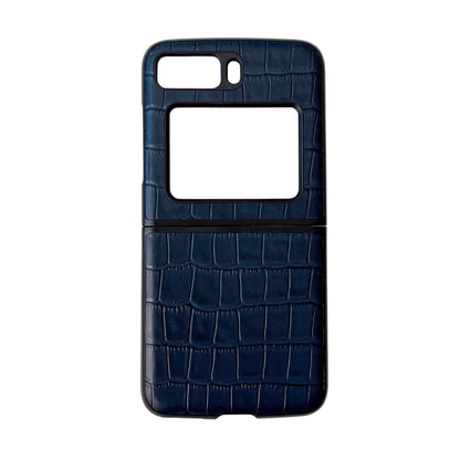 For Motorola Moto Razr 2022 Crocodile Texture Genuine Leather Phone Case(Blue) by buy2fix