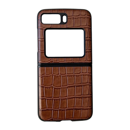 For Motorola Moto Razr 2022 Crocodile Texture Genuine Leather Phone Case(Brown) by buy2fix