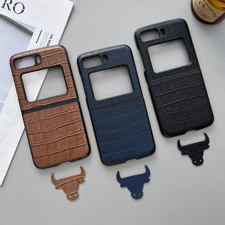 For Motorola Moto Razr 2022 Crocodile Texture Genuine Leather Phone Case(Brown) by buy2fix