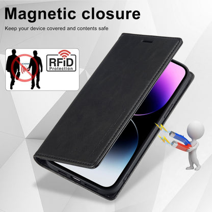 For iPhone 14 Pro Max LC.IMEEKE RFID Anti-theft Leather Phone Case(Black) - iPhone 14 Pro Max Cases by LC.IMEEKE | Online Shopping UK | buy2fix