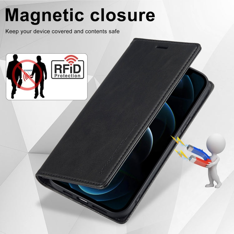 For iPhone 12 Pro/12 LC.IMEEKE RFID Anti-theft Leather Phone Case(Black) - iPhone 12 / 12 Pro Cases by LC.IMEEKE | Online Shopping UK | buy2fix