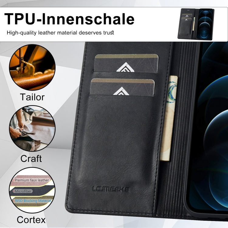 For iPhone 12 Pro Max LC.IMEEKE RFID Anti-theft Leather Phone Case(Black) - iPhone 12 Pro Max Cases by LC.IMEEKE | Online Shopping UK | buy2fix