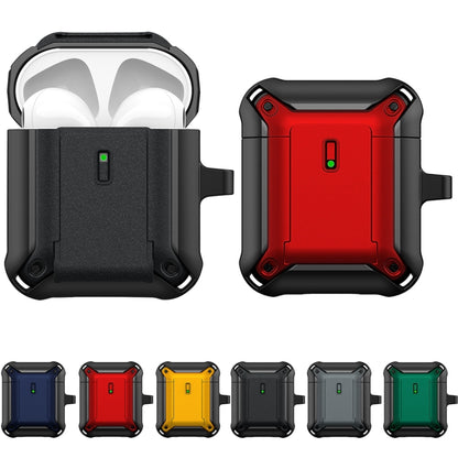 For AirPods 1 / 2 Sliding Buckle Wireless Earphone Protective Case with Hook(Black Red) - For AirPods 1/2 by buy2fix | Online Shopping UK | buy2fix