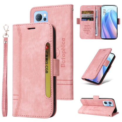 For OPPO Reno 7 5G Global / Find X5 Lite BETOPNICE Dual-side Buckle Leather Phone Case(Pink) - OPPO Cases by BETOPNICE | Online Shopping UK | buy2fix