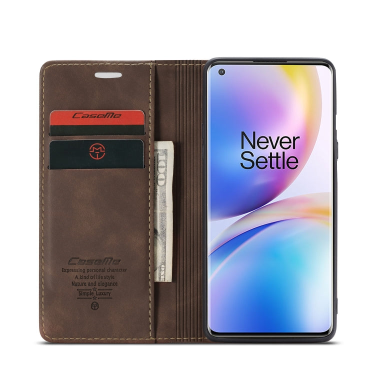For OnePlus 8 Pro CaseMe Multifunctional Horizontal Flip Leather Case, with Card Slot & Holder & Wallet(Coffee) - OnePlus Cases by CaseMe | Online Shopping UK | buy2fix