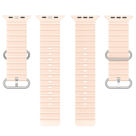 Ocean Silicone Watch Band for Apple Watch Series 9&8&7 41mm / SE 3& SE 2&6&SE&5&4 40mm / 3&2&1 38mm (Light Pink) by buy2fix