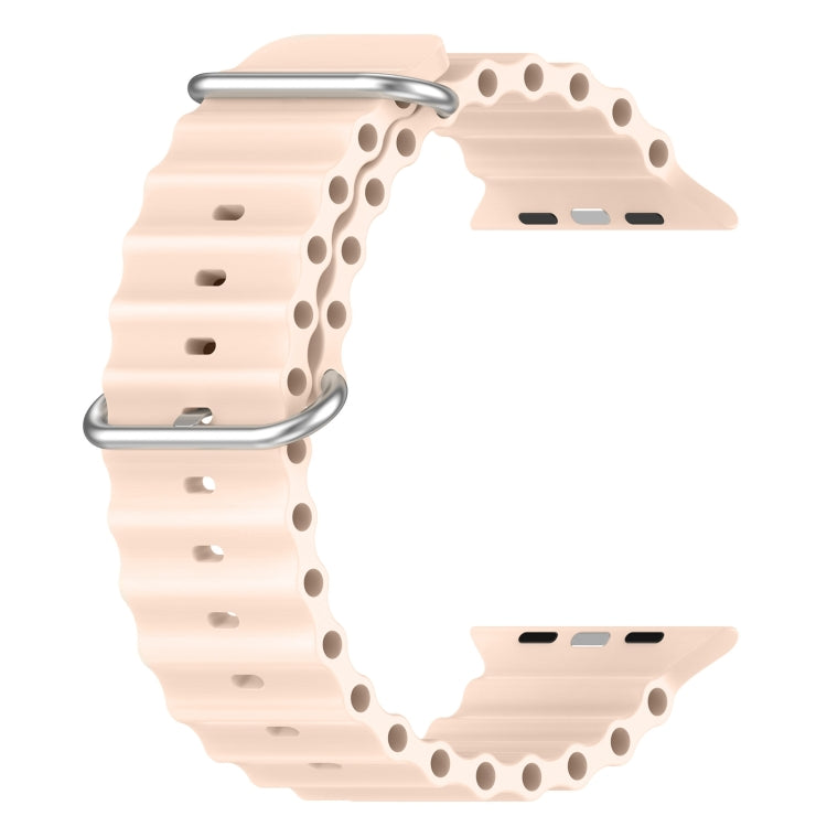 Ocean Silicone Watch Band for Apple Watch Series 9&8&7 41mm / SE 3& SE 2&6&SE&5&4 40mm / 3&2&1 38mm (Light Pink) - Watch Bands by buy2fix | Online Shopping UK | buy2fix