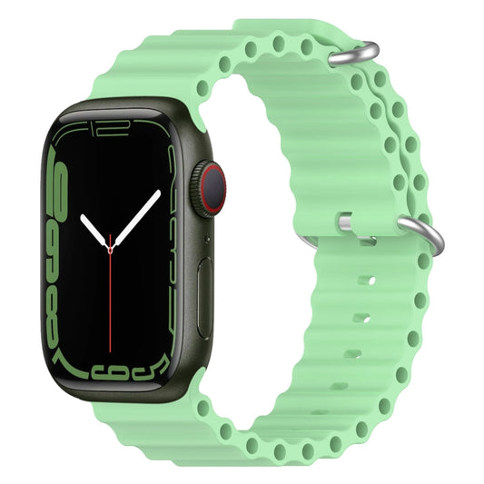 Ocean Silicone Watch Band for Apple Watch Series 8&7 41mm / SE 2&6&SE&5&4 40mm / 3&2&1 38mm (Pistachio Green) by buy2fix