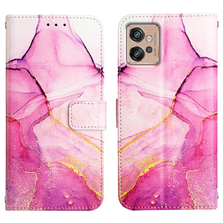 For Motorola Moto G32 PT003 Marble Pattern Flip Leather Phone Case(Pink Purple) - Motorola Cases by buy2fix | Online Shopping UK | buy2fix