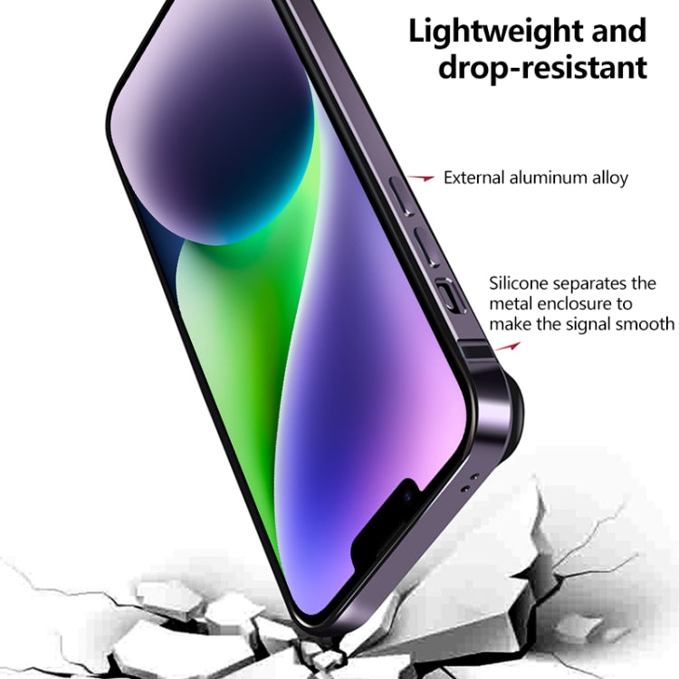 For iPhone 14 TPU + Aluminum Alloy Frame Phone Case(Silver) - iPhone 14 Cases by buy2fix | Online Shopping UK | buy2fix