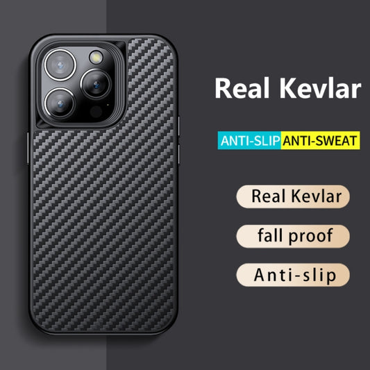 For iPhone 14 Pro Max wlons Magsafe Carbon Fiber Kevlar TPU Phone Case(Black) by wlons