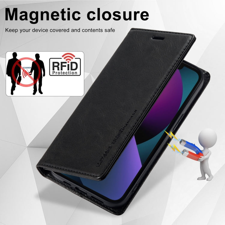 For iPhone 13 LC.IMEEKE RFID Anti-theft Leather Phone Case(Black) - iPhone 13 Cases by LC.IMEEKE | Online Shopping UK | buy2fix