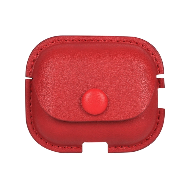 For AirPods Pro 2 Litchi Texture PU Leather Earphone Protective Case with Hook(Red) - For AirPods Pro 2 by buy2fix | Online Shopping UK | buy2fix