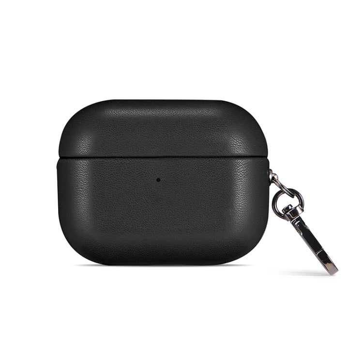 For Apple AirPods 3 PU Leather Wireless Bluetooth Earphone Protective Case(Black) by buy2fix