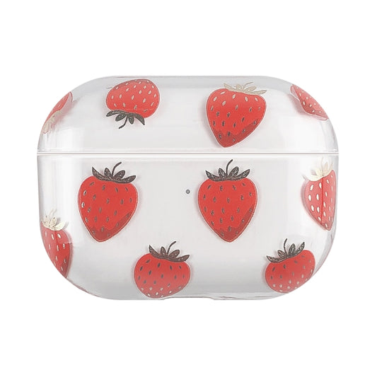 For AirPods Pro 2 Bronzing Fruit Pattern PC Earphone Hard Protective Case(Strawberry) by buy2fix