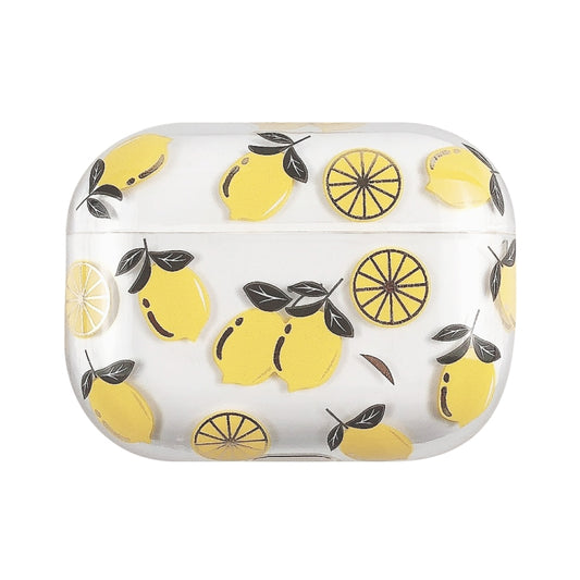 For AirPods Pro 2 Bronzing Fruit Pattern PC Earphone Hard Protective Case(Lemon) by buy2fix