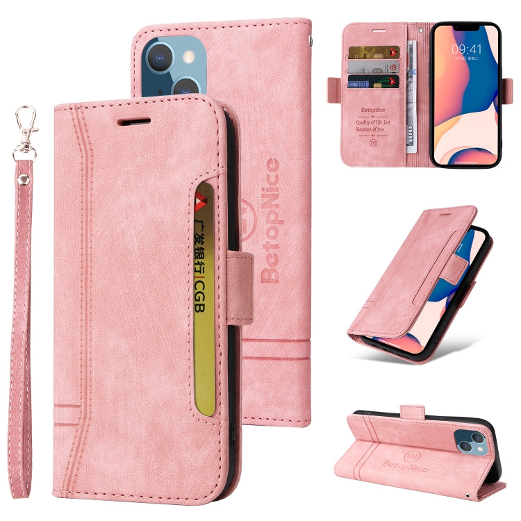 For iPhone 14 Plus BETOPNICE Dual-side Buckle Leather Phone Case(Pink) - iPhone 14 Plus Cases by BETOPNICE | Online Shopping UK | buy2fix