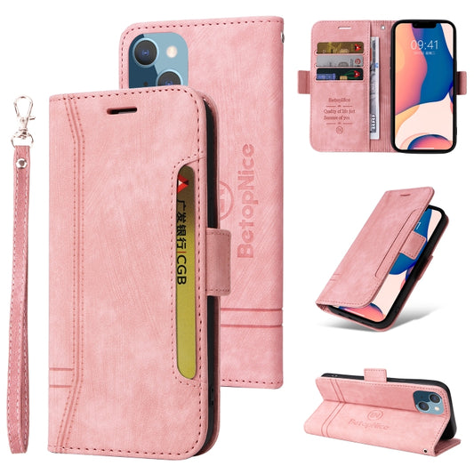 For iPhone 14 Plus BETOPNICE Dual-side Buckle Leather Phone Case(Pink) - iPhone 14 Plus Cases by BETOPNICE | Online Shopping UK | buy2fix
