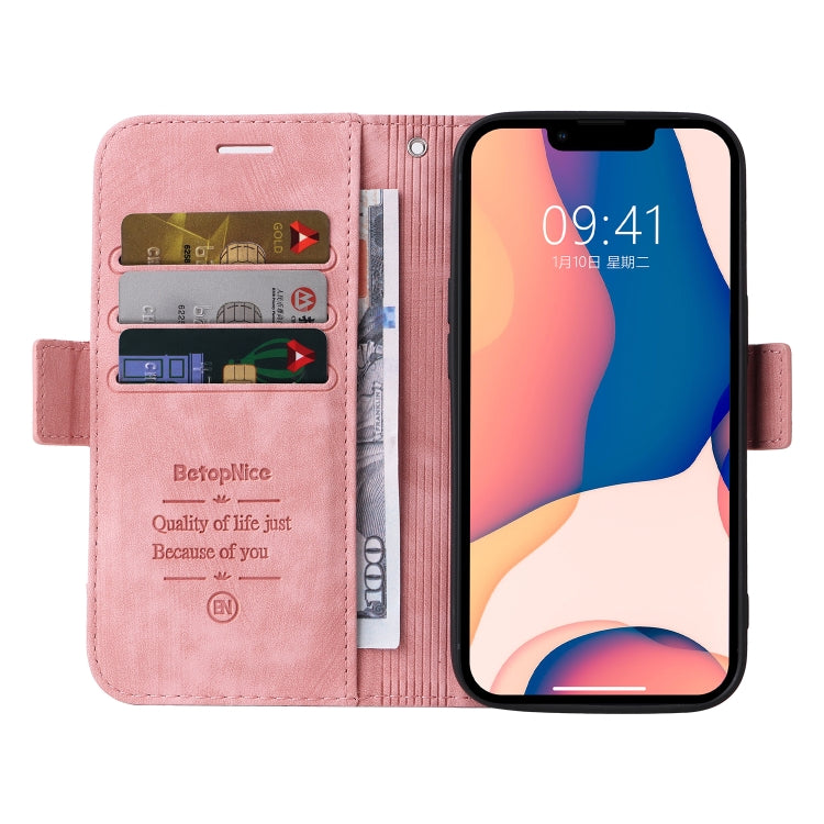 For iPhone 14 Plus BETOPNICE Dual-side Buckle Leather Phone Case(Pink) - iPhone 14 Plus Cases by BETOPNICE | Online Shopping UK | buy2fix
