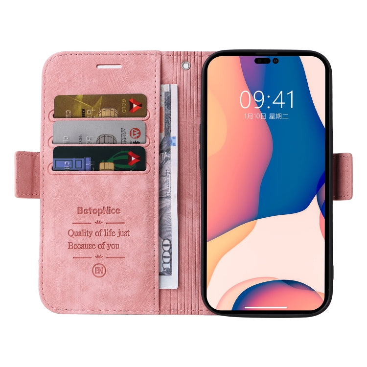 For iPhone 14 Pro Max BETOPNICE Dual-side Buckle Leather Phone Case(Pink) - iPhone 14 Pro Max Cases by BETOPNICE | Online Shopping UK | buy2fix