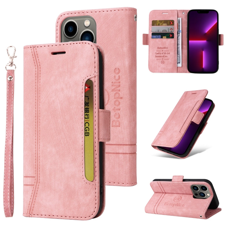 For iPhone 13 Pro BETOPNICE Dual-side Buckle Leather Phone Case(Pink) - iPhone 13 Pro Cases by BETOPNICE | Online Shopping UK | buy2fix