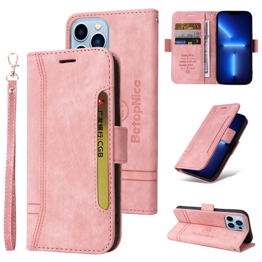 For iPhone 13 Pro Max BETOPNICE Dual-side Buckle Leather Phone Case(Pink) - iPhone 13 Pro Max Cases by BETOPNICE | Online Shopping UK | buy2fix