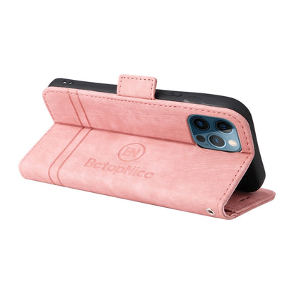 For iPhone 12 / 12 Pro BETOPNICE Dual-side Buckle Leather Phone Case(Pink) - iPhone 12 / 12 Pro Cases by BETOPNICE | Online Shopping UK | buy2fix