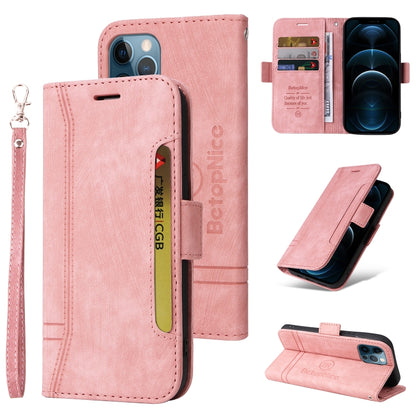 For iPhone 12 Pro Max BETOPNICE Dual-side Buckle Leather Phone Case(Pink) - iPhone 12 Pro Max Cases by BETOPNICE | Online Shopping UK | buy2fix