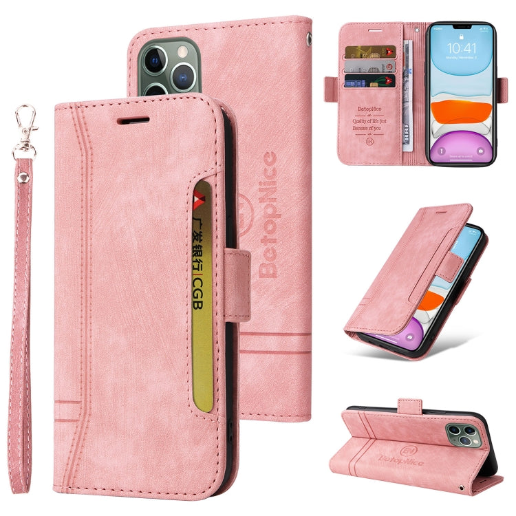 For iPhone 11 BETOPNICE Dual-side Buckle Leather Phone Case(Pink) - iPhone 11 Cases by BETOPNICE | Online Shopping UK | buy2fix