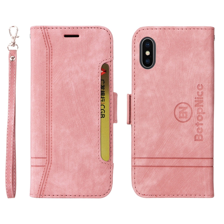 For iPhone X / XS BETOPNICE Dual-side Buckle Leather Phone Case(Pink) - More iPhone Cases by BETOPNICE | Online Shopping UK | buy2fix