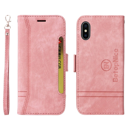For iPhone X / XS BETOPNICE Dual-side Buckle Leather Phone Case(Pink) - More iPhone Cases by BETOPNICE | Online Shopping UK | buy2fix