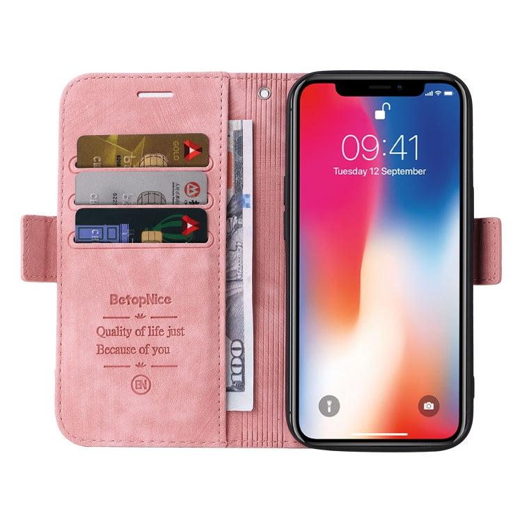For iPhone XR BETOPNICE Dual-side Buckle Leather Phone Case(Pink) - More iPhone Cases by BETOPNICE | Online Shopping UK | buy2fix