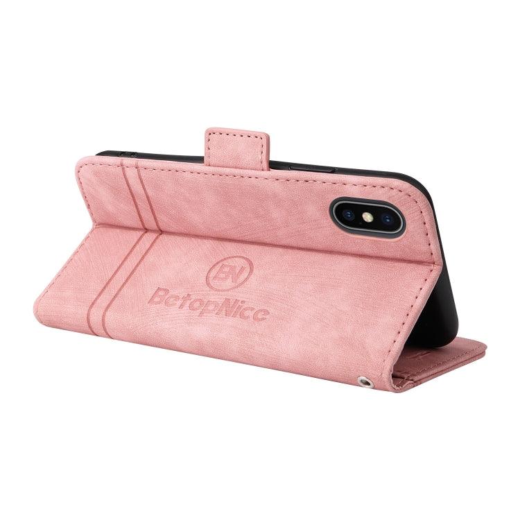 For iPhone XS Max BETOPNICE Dual-side Buckle Leather Phone Case(Pink) - More iPhone Cases by BETOPNICE | Online Shopping UK | buy2fix