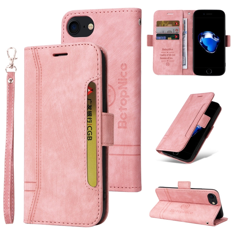 For iPhone SE 2022 / SE 2020 / 7 / 8 BETOPNICE Dual-side Buckle Leather Phone Case(Pink) - iPhone SE 2022 / 2020 / 8 / 7 Cases by BETOPNICE | Online Shopping UK | buy2fix