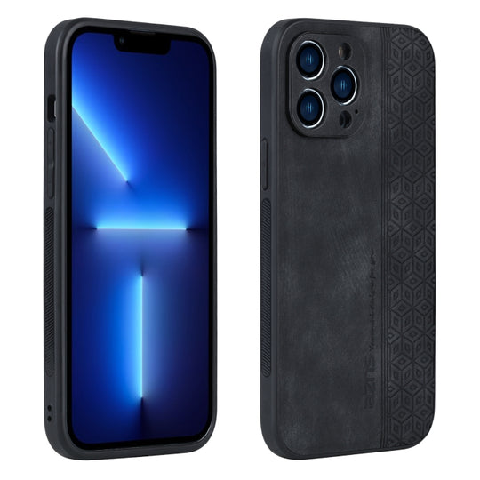 For iPhone 13 Pro AZNS 3D Embossed Skin Feel Phone Case(Black)