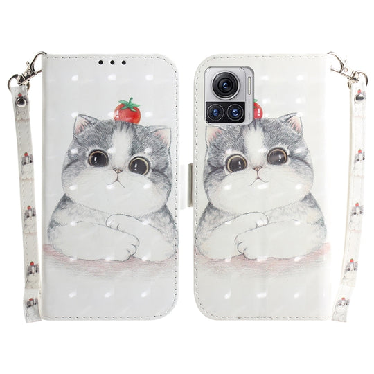 For Motorola Moto X30 Pro 5G / Edge 30 Ultra 5G 3D Colored Horizontal Flip Leather Phone Case(Cute Cat)
