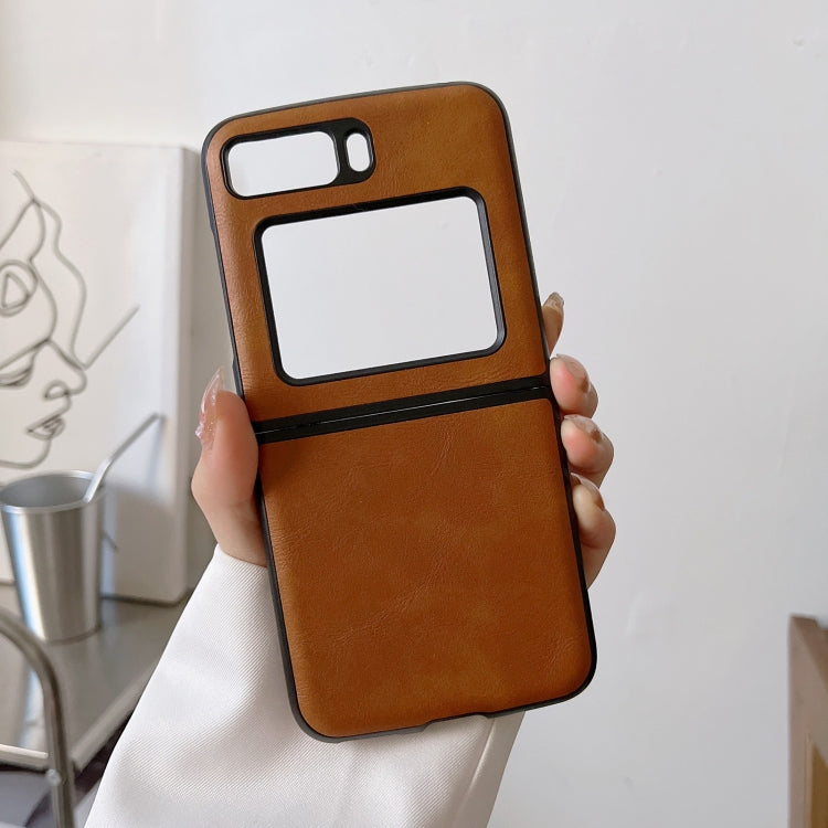 For Motorola Moto Razr 2022 Cowhide Texture PU Phone Case(Brown) by buy2fix
