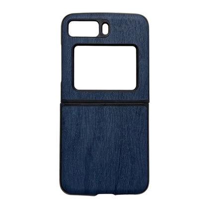 For Motorola Moto Razr 2022 Wood Texture PU Phone Case(Blue) by buy2fix
