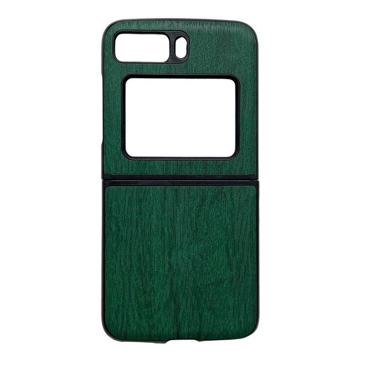 For Motorola Moto Razr 2022 Wood Texture PU Phone Case(Green) by buy2fix