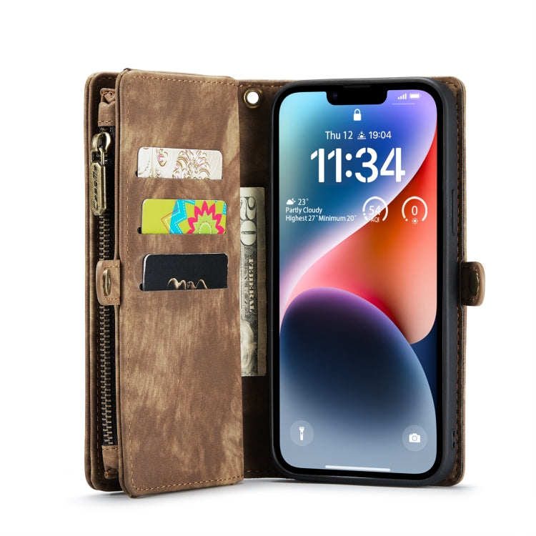 For iPhone 14 CaseMe 008 Detachable Multifunctional Leather Phone Case(Brown) - iPhone 14 Cases by CaseMe | Online Shopping UK | buy2fix