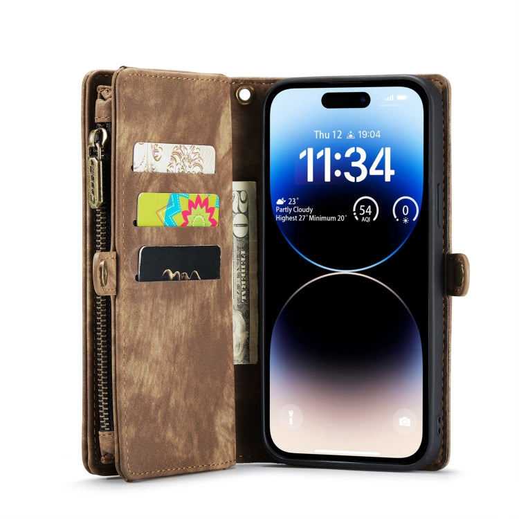 For iPhone 14 Pro Max CaseMe 008 Detachable Multifunctional Leather Phone Case(Brown) - iPhone 14 Pro Max Cases by CaseMe | Online Shopping UK | buy2fix
