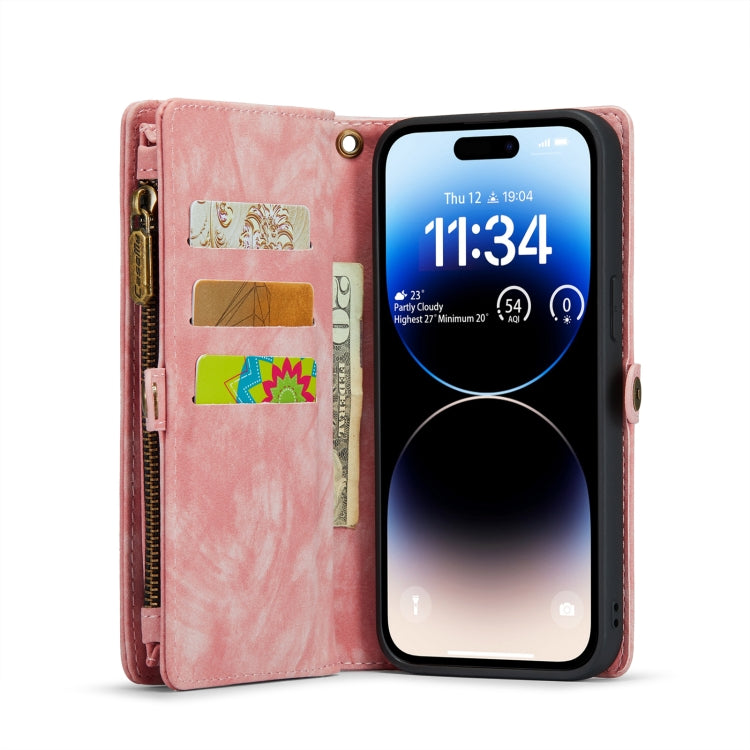 For iPhone 14 Pro Max CaseMe 008 Detachable Multifunctional Leather Phone Case(Pink) - iPhone 14 Pro Max Cases by CaseMe | Online Shopping UK | buy2fix
