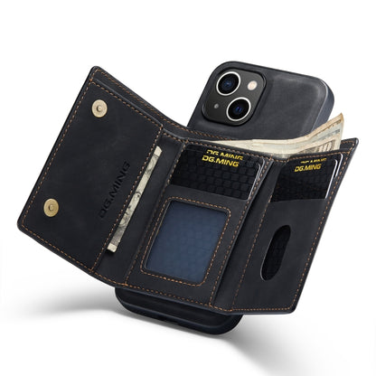For iPhone 14 DG.MING M1 Series 3-Fold Multi Card Wallet Leather Case(Black) by DG.MING