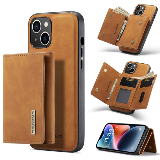 For iPhone 14 Plus DG.MING M1 Series 3-Fold Multi Card Wallet Leather Case(Brown) by DG.MING